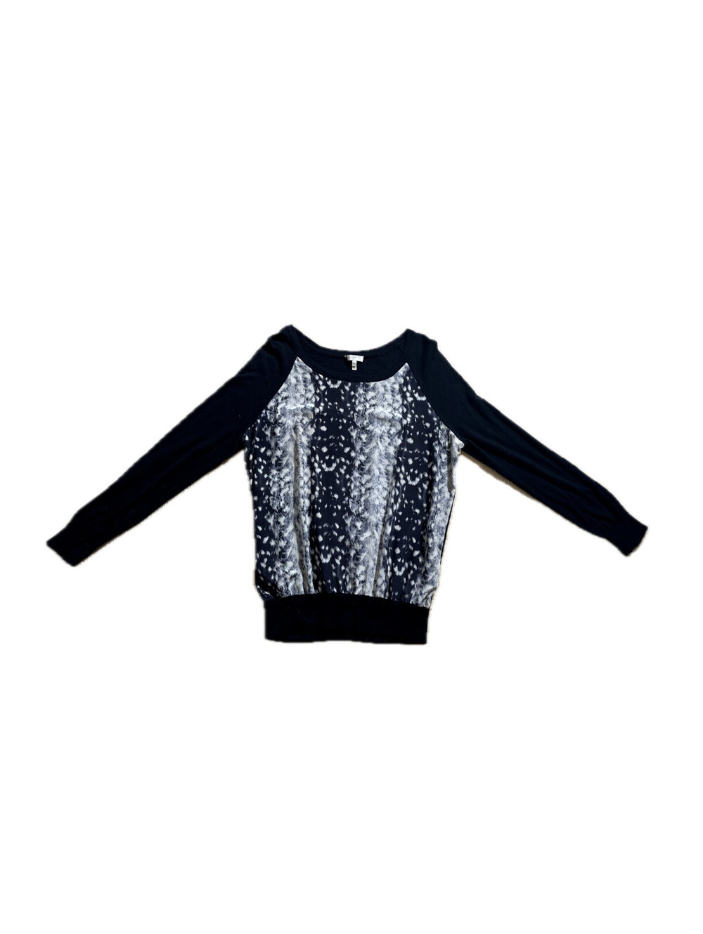 Joie Melena Silk Mixed Knit Sweater Animal Print Panel Women's Size Medium